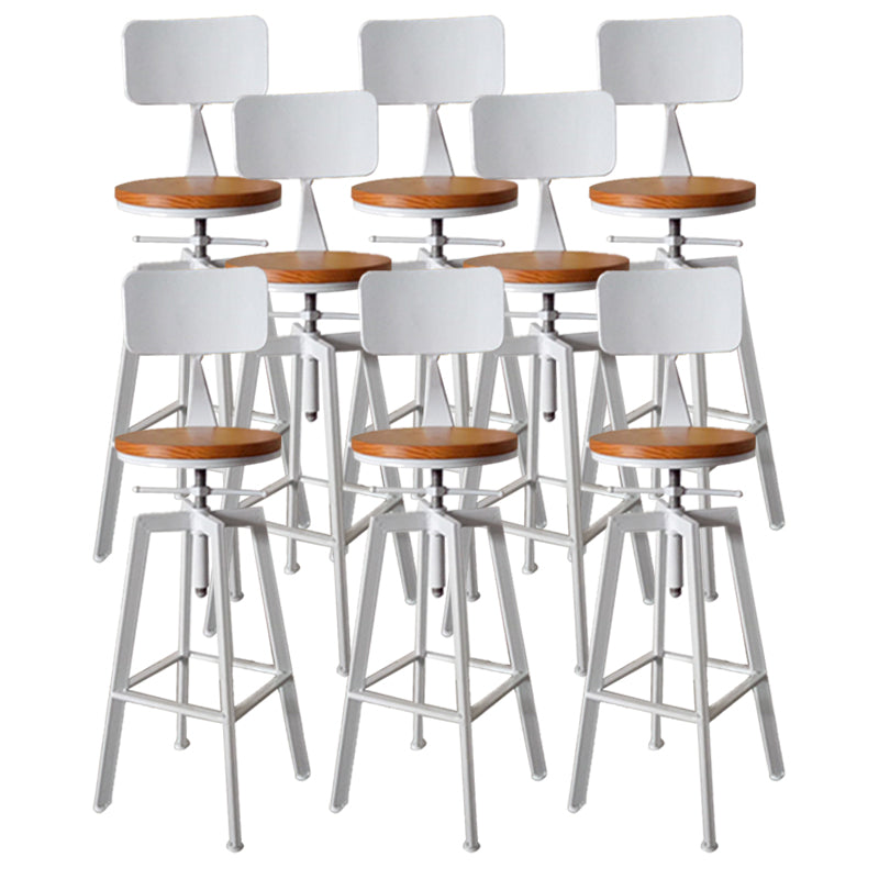 Modern Armless Counter Stool Iron Bar Stool with Wooden Seat and Pedal White With Back 8 Piece Set Clearhalo 'Bar Furniture' 'Bar Stools' 'bar_stools' 'furn' 'furn_bar_stools' 'Furniture' 'Kitchen & Dining Furniture' 6076933