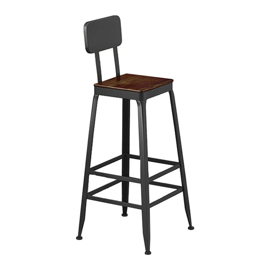 Industrial Square Footrest Counter Chair Metal Low Back Counter and Bar Stool 1 Piece Non-Upholstered