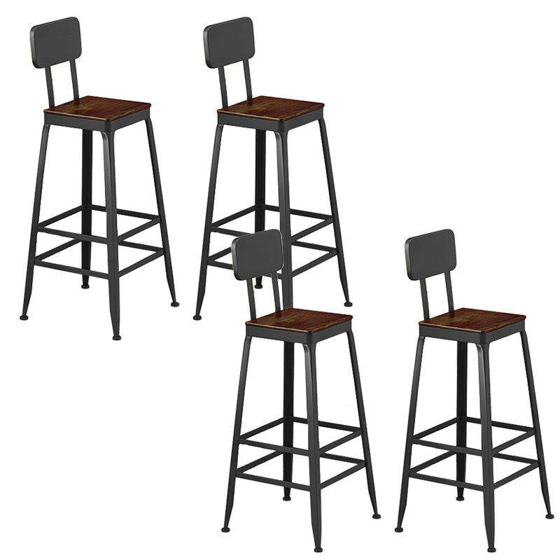 Industrial Square Footrest Counter Chair Metal Low Back Counter and Bar Stool