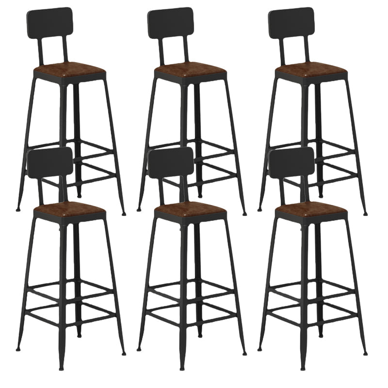 Industrial Square Footrest Counter Chair Metal Low Back Counter and Bar Stool