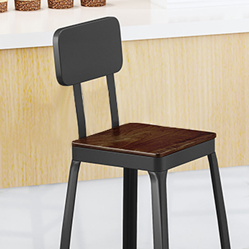 Industrial Square Footrest Counter Chair Metal Low Back Counter and Bar Stool