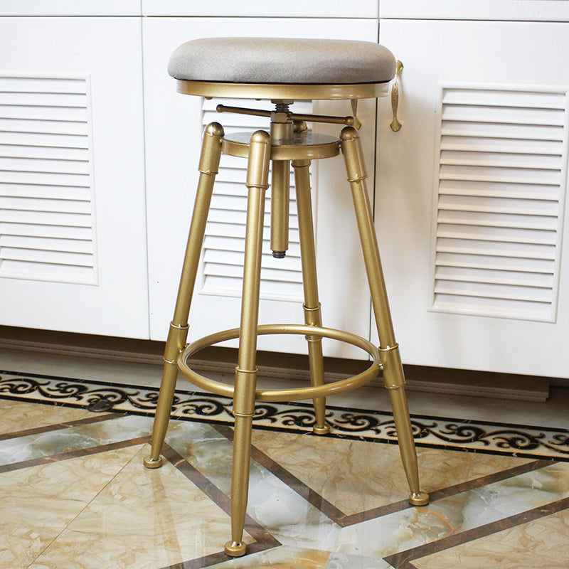 Nordic Armless Counter Stool Iron Bar Stool with Seat and Pedal