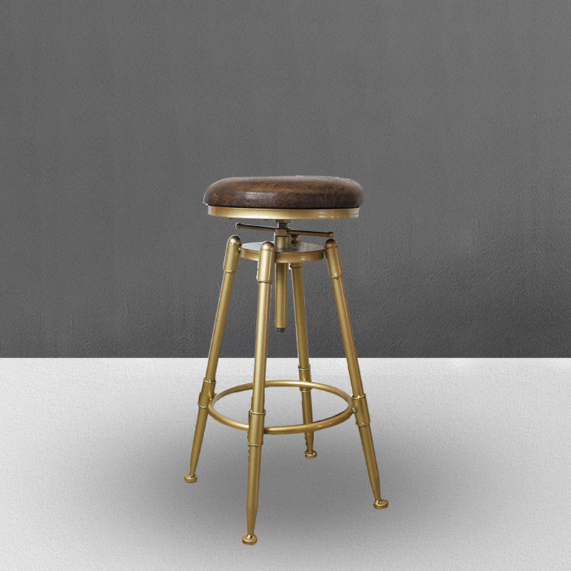 Nordic Armless Counter Stool Iron Bar Stool with Seat and Pedal