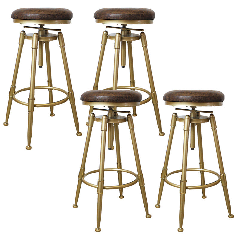 Nordic Armless Counter Stool Iron Bar Stool with Seat and Pedal