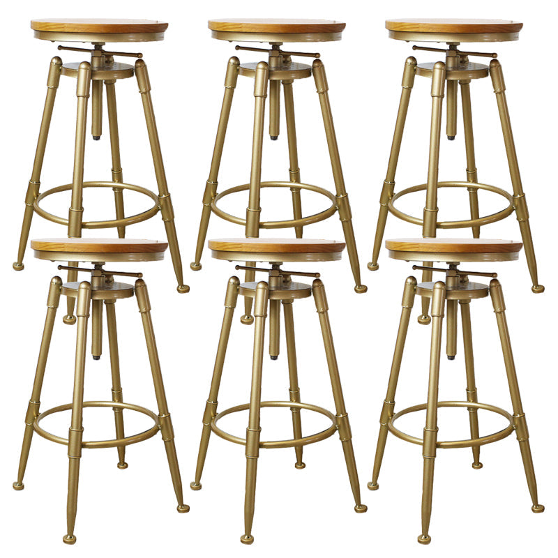 Nordic Armless Counter Stool Iron Bar Stool with Seat and Pedal