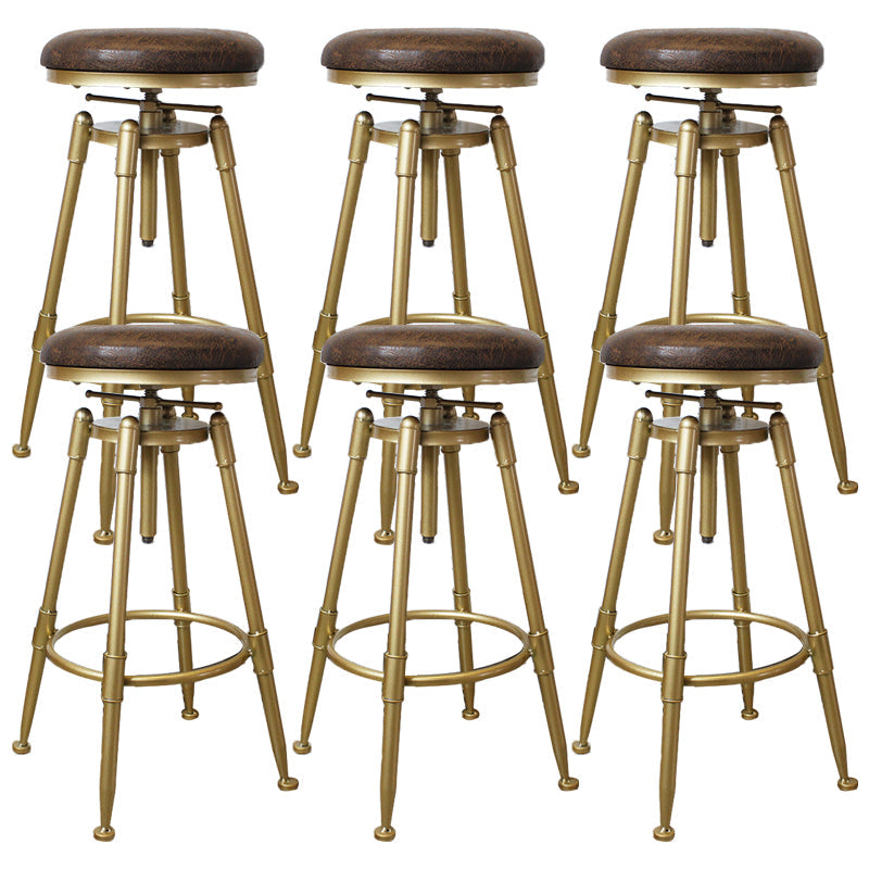 Nordic Armless Counter Stool Iron Bar Stool with Seat and Pedal