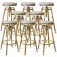 Nordic Armless Counter Stool Iron Bar Stool with Seat and Pedal
