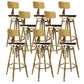 Nordic Armless Counter Stool Iron Bar Stool with Seat and Pedal