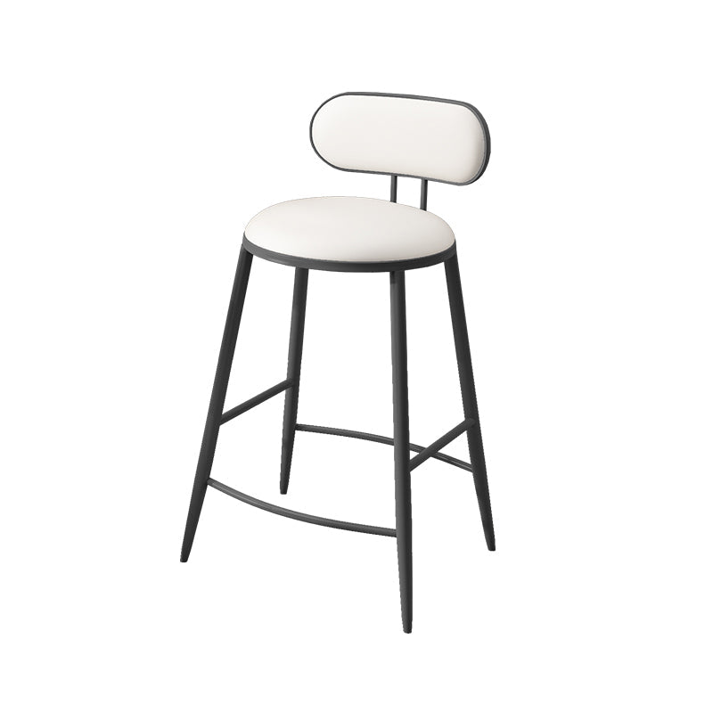 Indoor Round Modern Bar & Counter Stool White Upholstered Low Back Counter Bar Stool