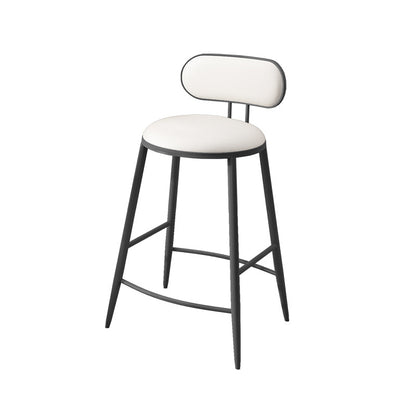 Indoor Round Modern Bar & Counter Stool White Upholstered Low Back Counter Bar Stool