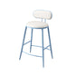 Indoor Round Modern Bar & Counter Stool White Upholstered Low Back Counter Bar Stool