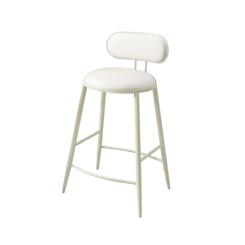 Indoor Round Modern Bar & Counter Stool White Upholstered Low Back Counter Bar Stool