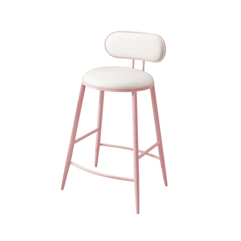 Indoor Round Modern Bar & Counter Stool White Upholstered Low Back Counter Bar Stool