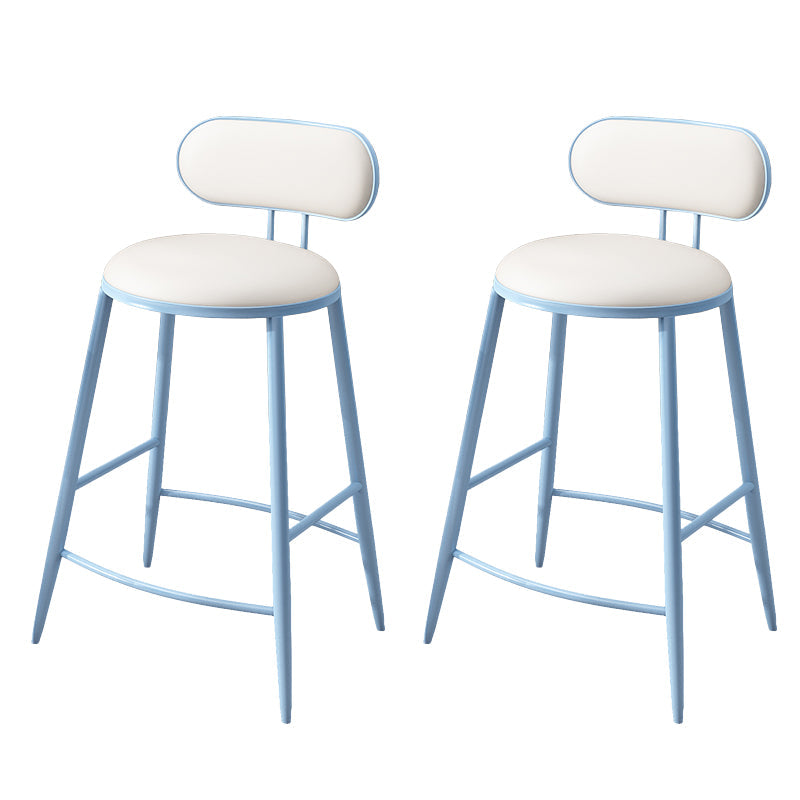Indoor Round Modern Bar & Counter Stool White Upholstered Low Back Counter Bar Stool
