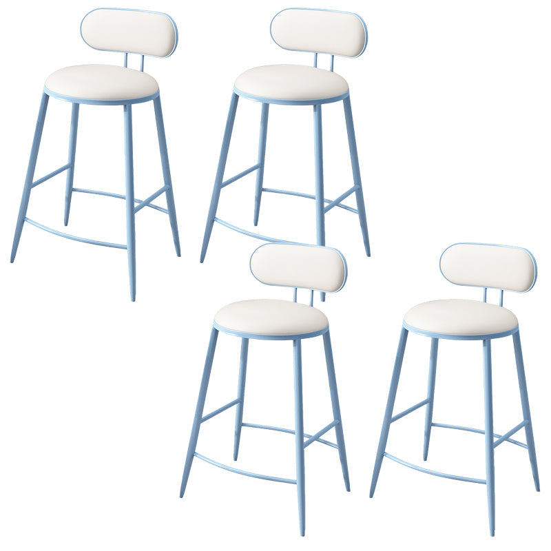 Indoor Round Modern Bar & Counter Stool White Upholstered Low Back Counter Bar Stool