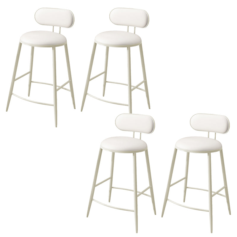 Indoor Round Modern Bar & Counter Stool White Upholstered Low Back Counter Bar Stool
