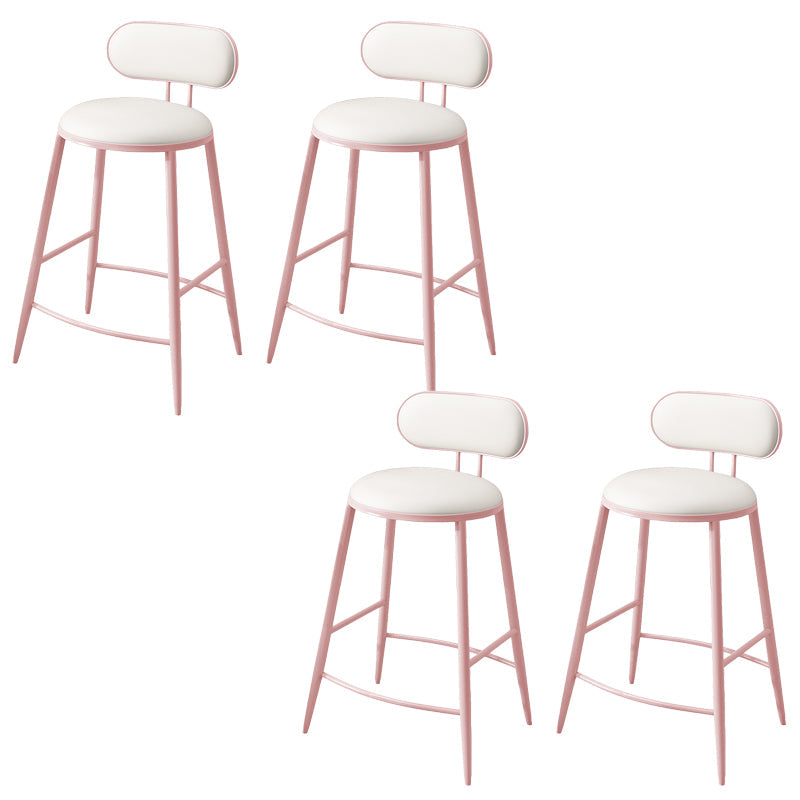 Indoor Round Modern Bar & Counter Stool White Upholstered Low Back Counter Bar Stool