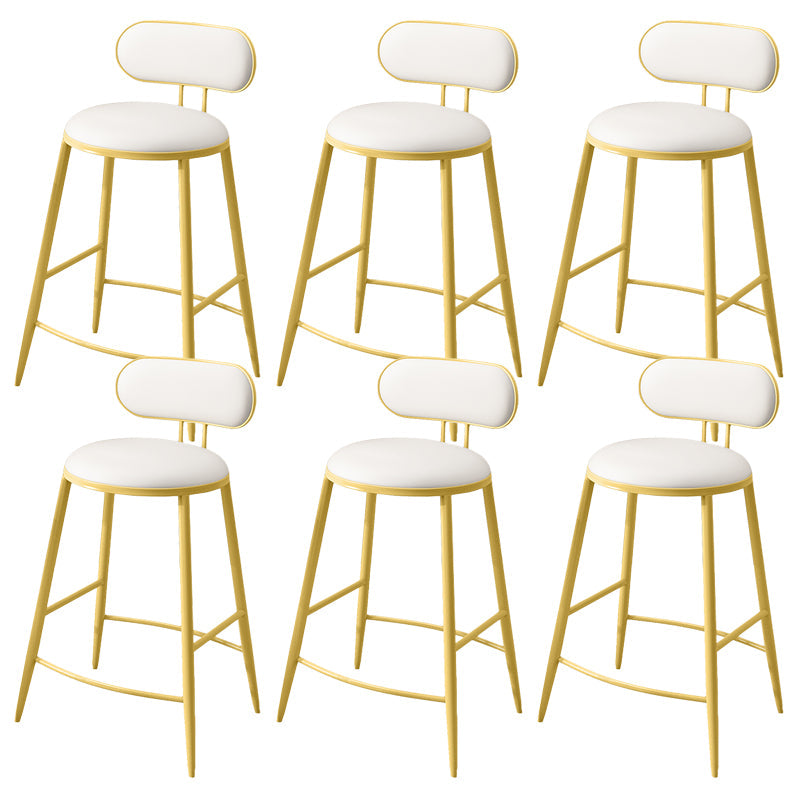 Indoor Round Modern Bar & Counter Stool White Upholstered Low Back Counter Bar Stool