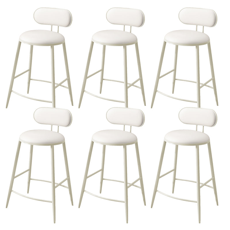 Indoor Round Modern Bar & Counter Stool White Upholstered Low Back Counter Bar Stool