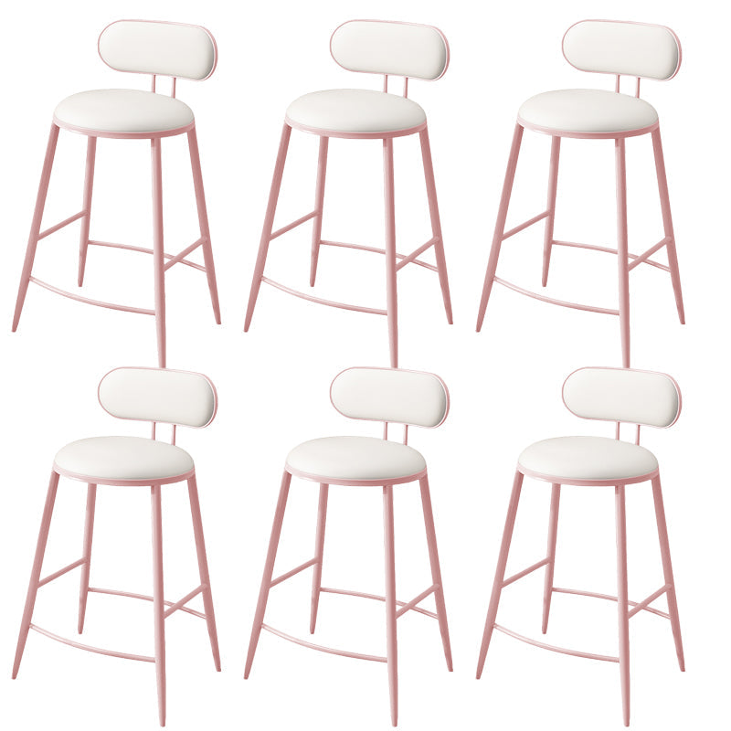 Indoor Round Modern Bar & Counter Stool White Upholstered Low Back Counter Bar Stool