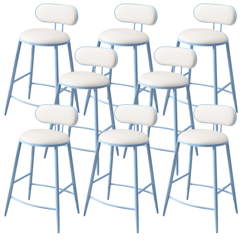 Indoor Round Modern Bar & Counter Stool White Upholstered Low Back Counter Bar Stool