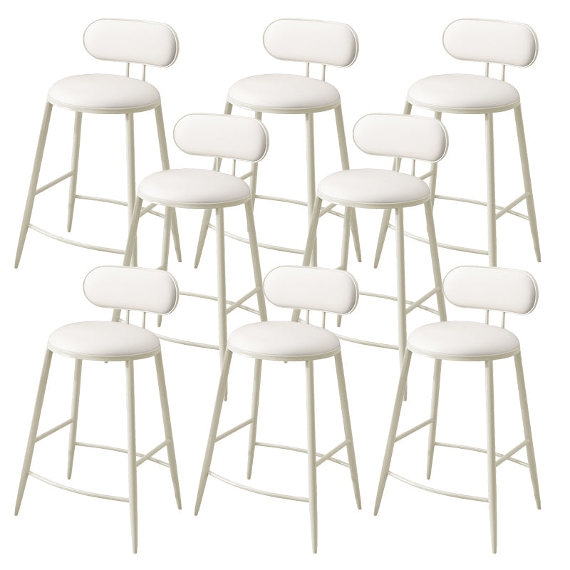 Indoor Round Modern Bar & Counter Stool White Upholstered Low Back Counter Bar Stool