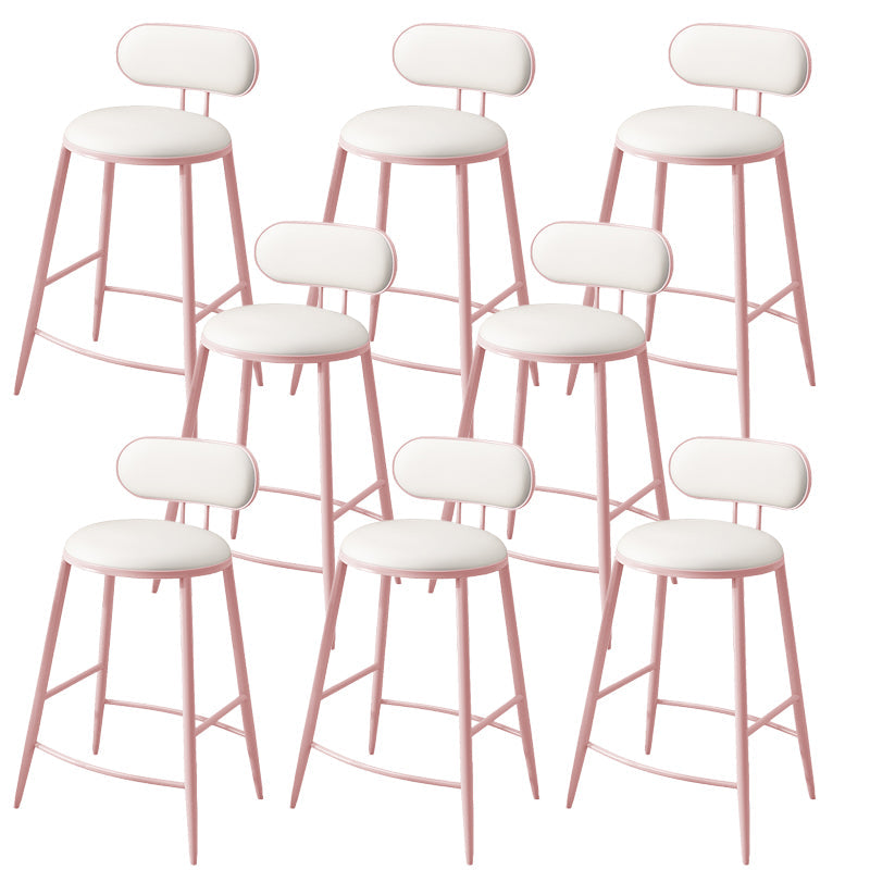 Indoor Round Modern Bar & Counter Stool White Upholstered Low Back Counter Bar Stool