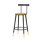 Modern Armless Backrest Counter Stool Iron Bar Stool with Wooden Seat and Pedal