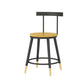 Modern Armless Backrest Counter Stool Iron Bar Stool with Wooden Seat and Pedal