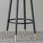 Modern Armless Backrest Counter Stool Iron Bar Stool with Wooden Seat and Pedal
