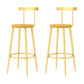 Modern Armless Backrest Counter Stool Iron Bar Stool with Wooden Seat and Pedal