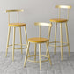 Modern Armless Backrest Counter Stool Iron Bar Stool with Wooden Seat and Pedal