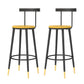 Modern Armless Backrest Counter Stool Iron Bar Stool with Wooden Seat and Pedal