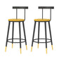 Modern Armless Backrest Counter Stool Iron Bar Stool with Wooden Seat and Pedal