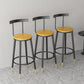 Modern Armless Backrest Counter Stool Iron Bar Stool with Wooden Seat and Pedal