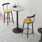 Modern Armless Backrest Counter Stool Iron Bar Stool with Wooden Seat and Pedal