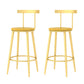 Modern Armless Backrest Counter Stool Iron Bar Stool with Wooden Seat and Pedal