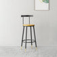 Modern Armless Backrest Counter Stool Iron Bar Stool with Wooden Seat and Pedal