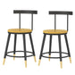 Modern Armless Backrest Counter Stool Iron Bar Stool with Wooden Seat and Pedal