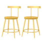 Modern Armless Backrest Counter Stool Iron Bar Stool with Wooden Seat and Pedal
