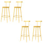 Modern Armless Backrest Counter Stool Iron Bar Stool with Wooden Seat and Pedal