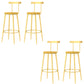Modern Armless Backrest Counter Stool Iron Bar Stool with Wooden Seat and Pedal