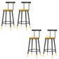 Modern Armless Backrest Counter Stool Iron Bar Stool with Wooden Seat and Pedal