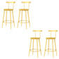 Modern Armless Backrest Counter Stool Iron Bar Stool with Wooden Seat and Pedal