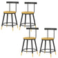 Modern Armless Backrest Counter Stool Iron Bar Stool with Wooden Seat and Pedal