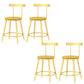 Modern Armless Backrest Counter Stool Iron Bar Stool with Wooden Seat and Pedal