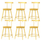 Modern Armless Backrest Counter Stool Iron Bar Stool with Wooden Seat and Pedal