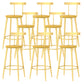 Modern Armless Backrest Counter Stool Iron Bar Stool with Wooden Seat and Pedal