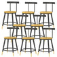 Modern Armless Backrest Counter Stool Iron Bar Stool with Wooden Seat and Pedal
