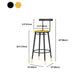 Modern Armless Backrest Counter Stool Iron Bar Stool with Wooden Seat and Pedal